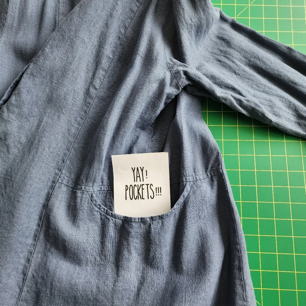Flax Lightweight Long-Sleeve Linen Button Cardigan - Dusty Blue - Picture 3 of 12